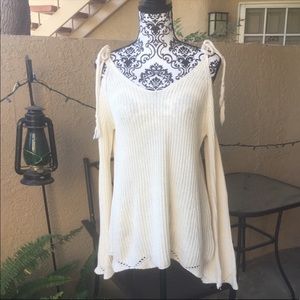 Vintage Havana Cold Shoulder Tie Sweater (M)